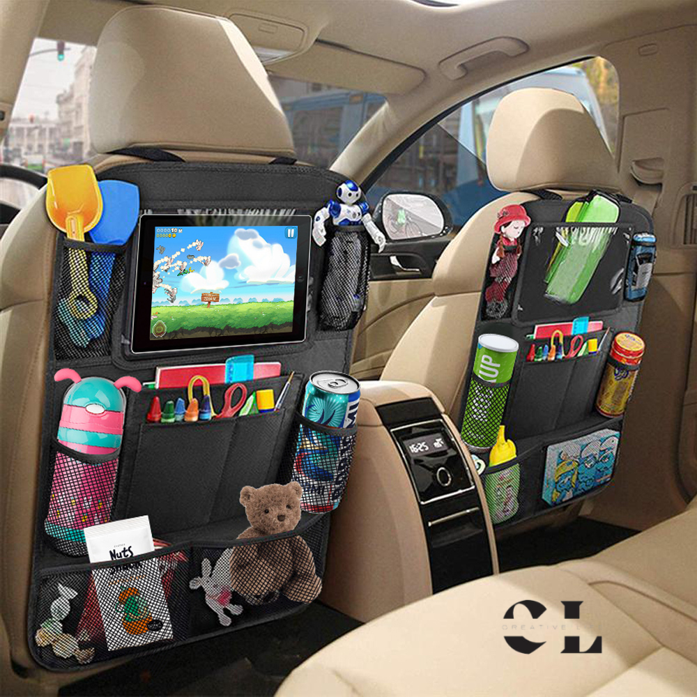 Pair Of Waterproof Backseat Car Organizer Kick Mats Back Seat Protector with Touch Screen Tablet Holder and Multiple Storage Pockets, Car Back Seat Organizer for Kids
