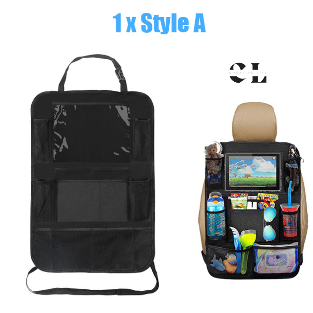 Pair Of Waterproof Backseat Car Organizer Kick Mats Back Seat Protector with Touch Screen Tablet Holder and Multiple Storage Pockets, Car Back Seat Organizer for Kids
