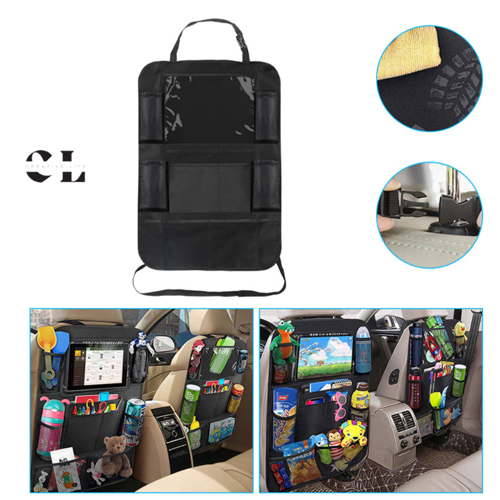 Pair Of Waterproof Backseat Car Organizer Kick Mats Back Seat Protector with Touch Screen Tablet Holder and Multiple Storage Pockets, Car Back Seat Organizer for Kids
