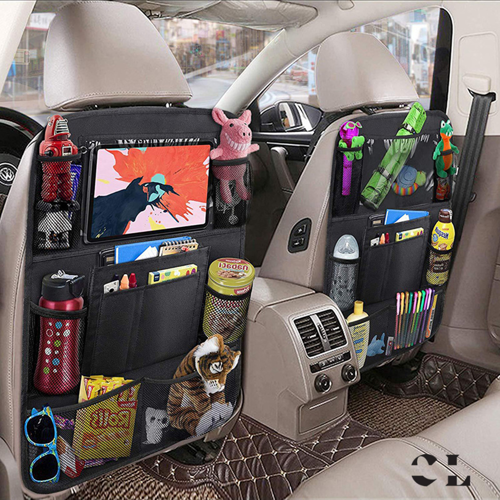 Pair Of Waterproof Backseat Car Organizer Kick Mats Back Seat Protector with Touch Screen Tablet Holder and Multiple Storage Pockets, Car Back Seat Organizer for Kids